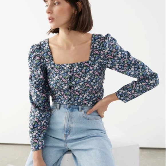 & Other Stories Tops - & Other Stories Women's Square Neck Button Up Blouse - 4